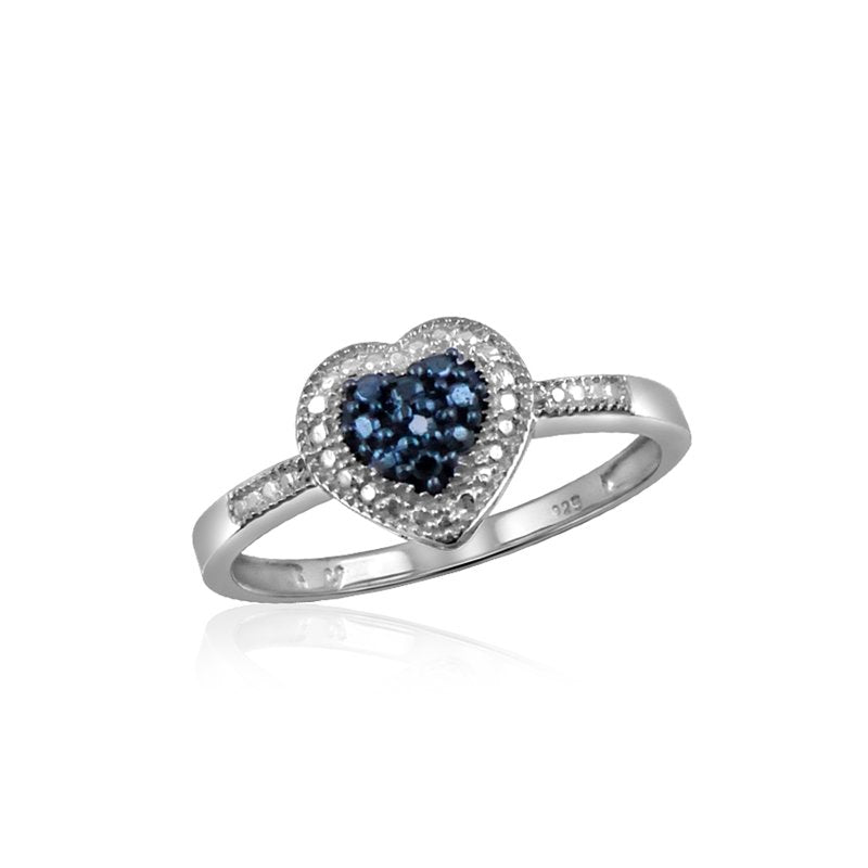 Sterling Silver Blue Diamond Ring for Women - Elegant Jewelry Accessory