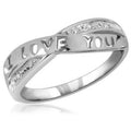 Sterling Silver I Love You Ring with White Diamonds for Women Size 8