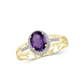 Amethyst and White Diamond Accent 14K Gold Over Silver Ring - Size 6