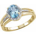 Aquamarine and Diamond Accent 14K Gold Over Silver Ring – 1.15 Carat T.G.W. Jewelry