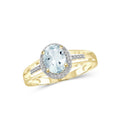 14K Gold Over Silver Aquamarine & Diamond Accent Ring - All Sizes
