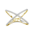 White Diamond Engagement Ring 14K Gold Plated Silver Cross Band - All Sizes