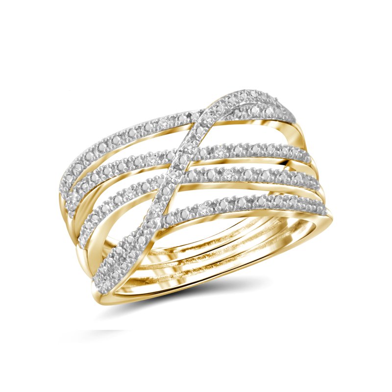 Gold Plated Silver Women's Diamond Ring with White Accent Diamonds