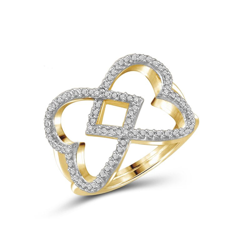 Elegant 14K Gold Plated Silver Open Ring with White Diamonds for Women