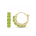 Peridot Hoop Earrings 3 CTW in Gold-Plated Silver Hypoallergenic Jewelry for Women