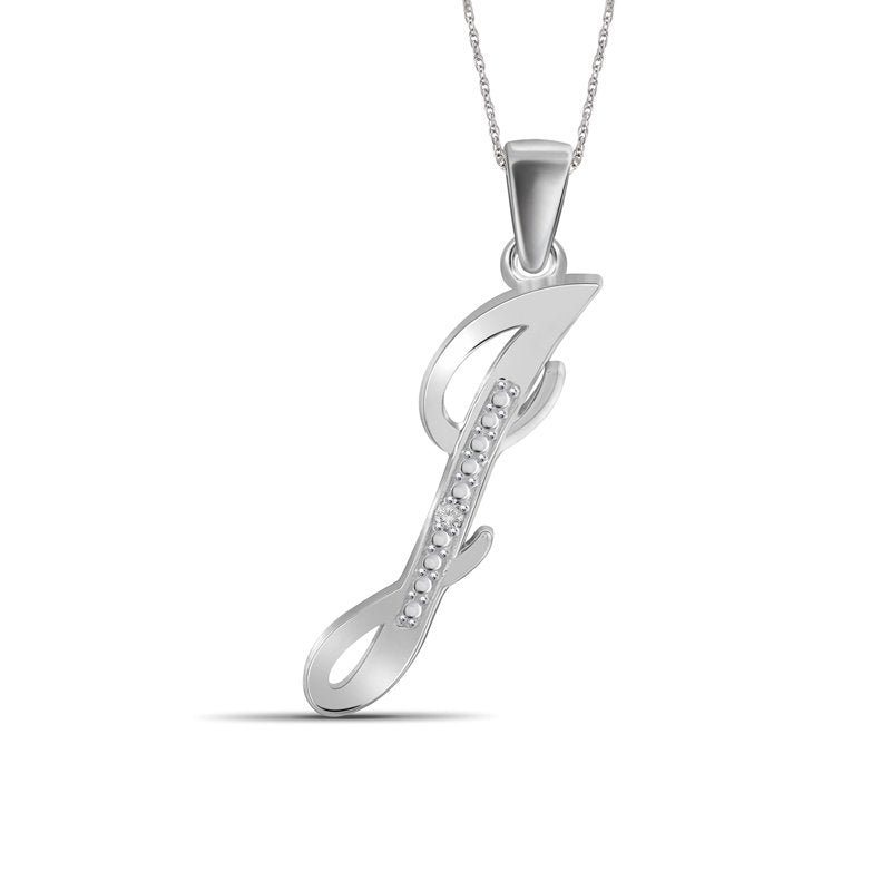 White Diamond Initial Pendant Necklace - Sterling Silver Custom Monogram Jewelry for Women