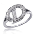 Personalized Initial Diamond Ring - Sterling Silver Letter Monogram for Women