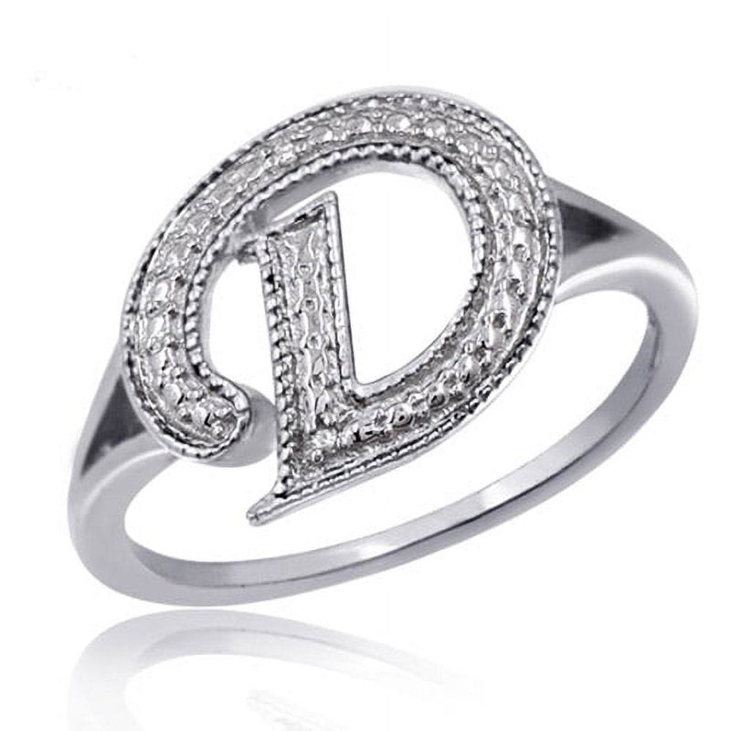Personalized Initial Diamond Ring - Sterling Silver Letter Monogram for Women