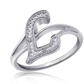Initial Letter Diamond Ring - Sterling Silver Monogram Jewelry for Women