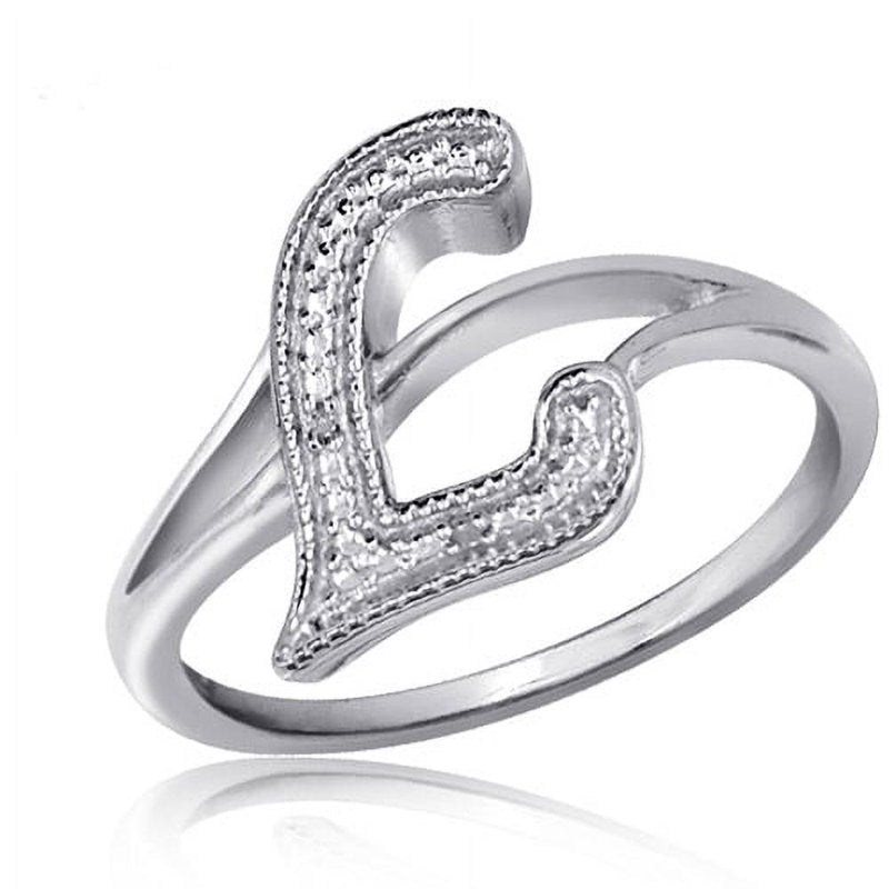 Initial Letter Diamond Ring - Sterling Silver Monogram Jewelry for Women