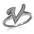 Personalized Diamond Initial Letter Ring - Sterling Silver Monogram Jewelry for Women