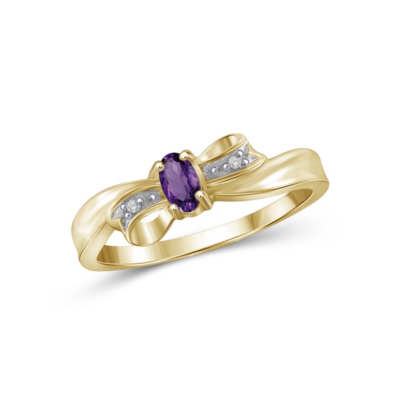Amethyst Birthstone Ring 0.25 Carat Silver Gold Plated Jewelry for Women