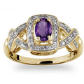 Amethyst Birthstone Ring 0.50 Carat Silver & White Diamond Accent - Hypoallergenic 14K Gold Plated