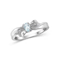 Sterling Silver Aquamarine Birthstone Ring with White Diamonds - Hypoallergenic Gemstone Jewelry