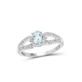 Aquamarine Birthstone Ring 0.45 Carat Sterling Silver Jewelry with White Diamonds