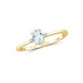 Aquamarine Birthstone Ring 0.45 Carat Gold Plated Silver Jewelry with White Diamonds