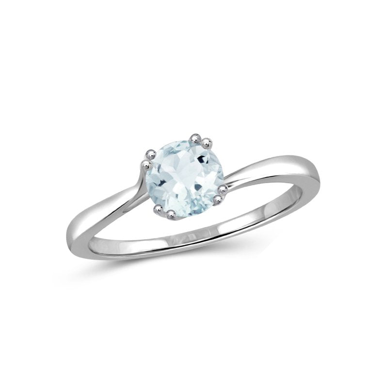 Aquamarine Sterling Silver Ring March Birthstone Jewelry - 0.40 Carat Gemstone