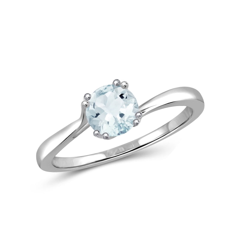 Aquamarine Ring March Birthstone Jewelry 0.40 Carat Sterling Silver Solitaire