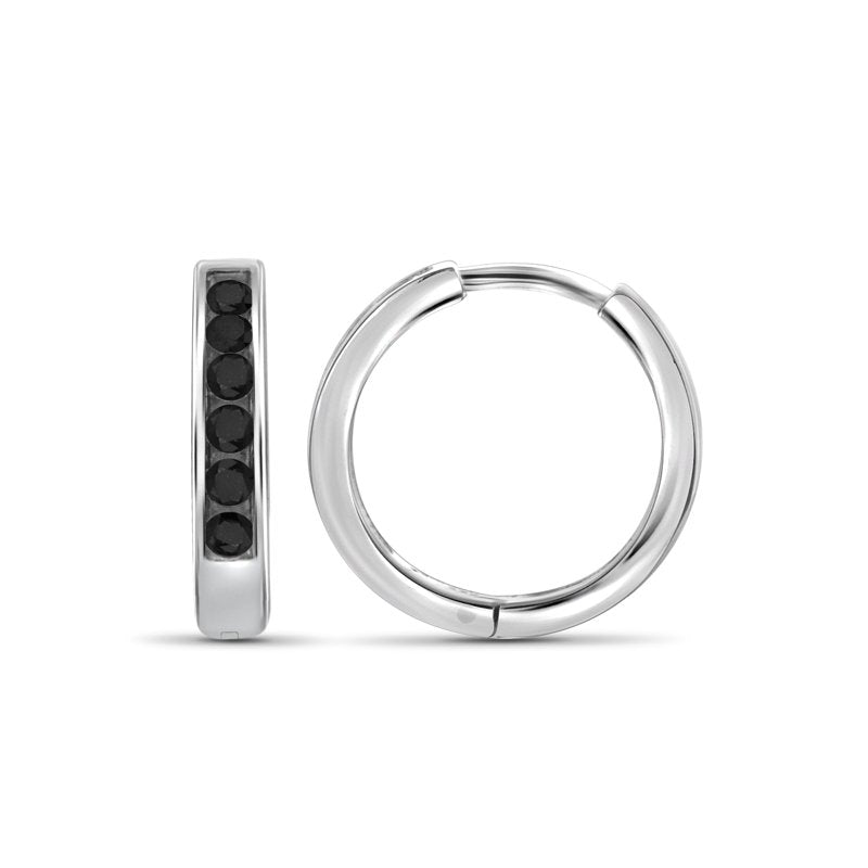 Sterling Silver Black Diamond Hoop Earrings Women 1/4 Carat Hypoallergenic Jewelry