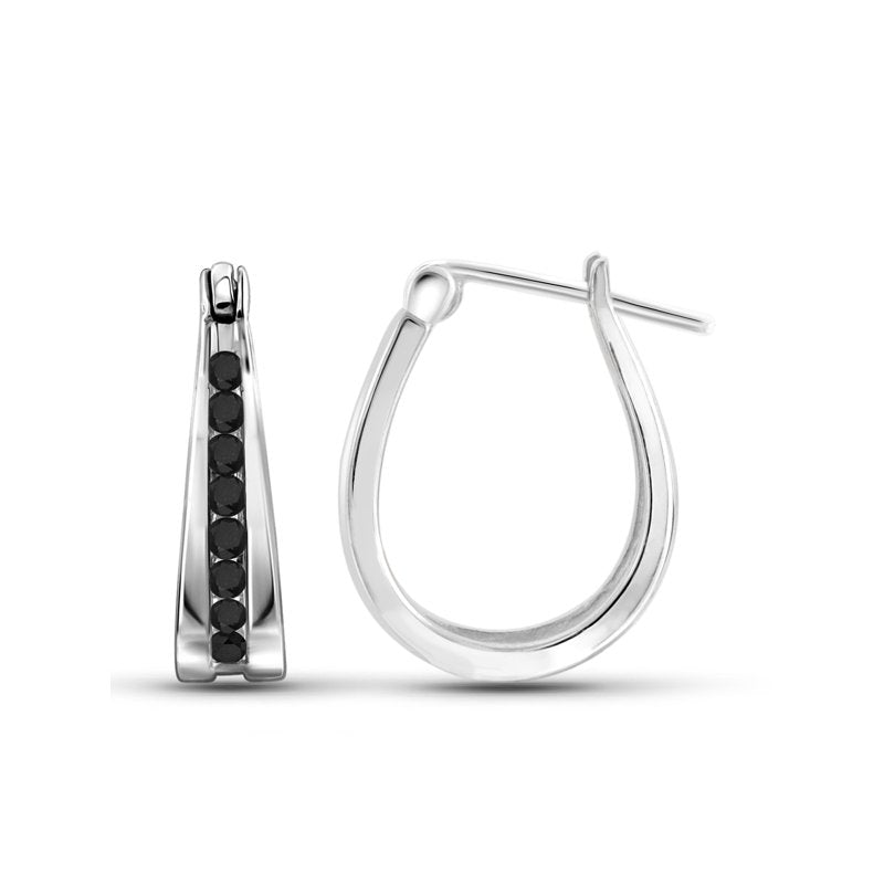 Sterling Silver Black Diamond Hoop Earrings Women 1/4 Carat Hypoallergenic Jewelry