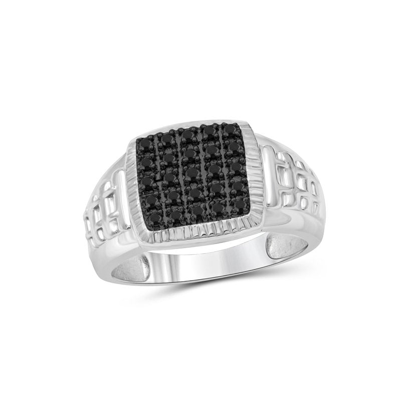 Men's Hypoallergenic Sterling Silver Black Diamond Ring - Statement Jewelry