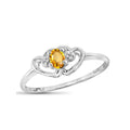 Sterling Silver Citrine & White Diamond Accent Ring for Women - Size 7