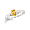 Sterling Silver Citrine Ring with White Diamond Accents - Birthstone Jewelry for Women