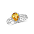 Sterling Silver Citrine Birthstone Ring with White Diamond Accent - 6 Size