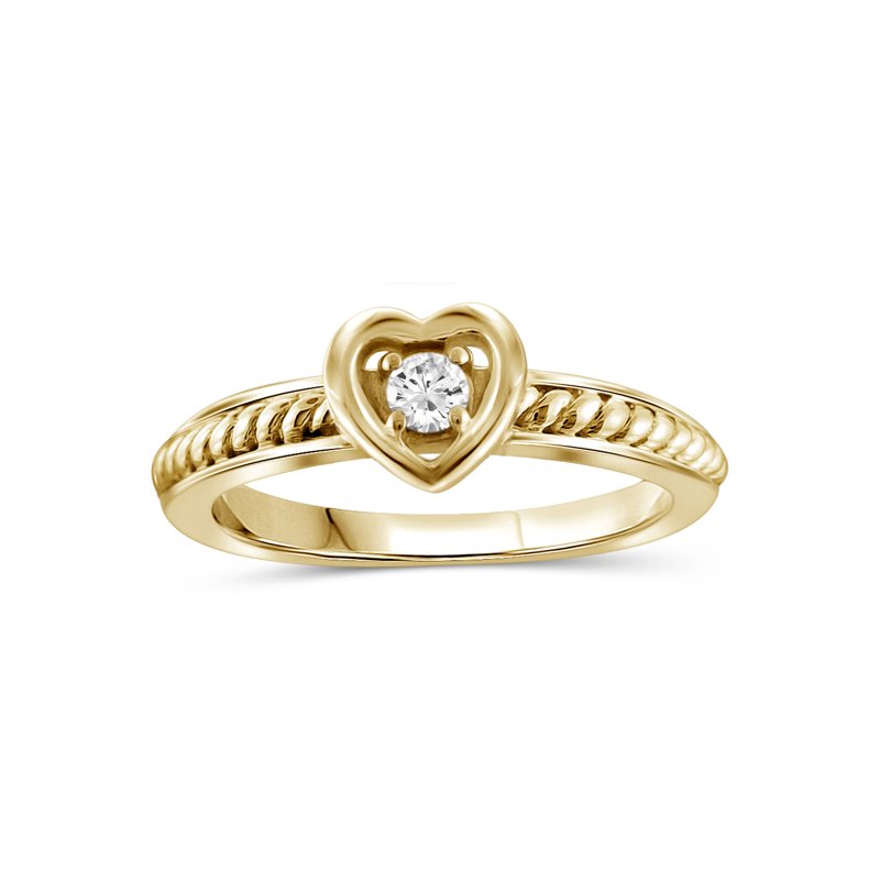 Diamond Accent Gold-Plated Silver Ring Set for Women – 1/10 Carat White Diamonds, Multiple Sizes