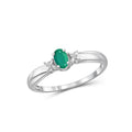Emerald Birthstone Ring 0.25 Carat Sterling Silver Jewelry with White Diamond Accent