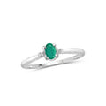 Emerald Ring with White Diamond Accents - 0.25 Carat Sterling Silver Birthstone Jewelry