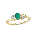 Emerald Birthstone Ring 0.33 Carat Gold Plated Silver Jewelry with White Diamond Accents