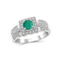 Emerald Birthstone Ring 0.45 Carat Sterling Silver Jewelry for Women