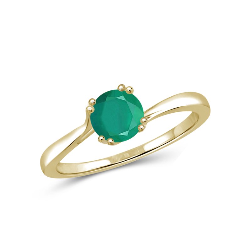 Emerald Birthstone Ring 0.45 Carat 14K Gold Plated Silver Jewelry for Women