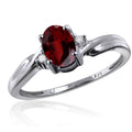 Sterling Silver Garnet Birthstone Ring with White Diamond Accents - Hypoallergenic