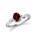 Garnet Birthstone Ring 1 Carat Sterling Silver with White Diamond Accent