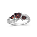 Sterling Silver Garnet Ring with Diamonds | Heart Design, Hypoallergenic