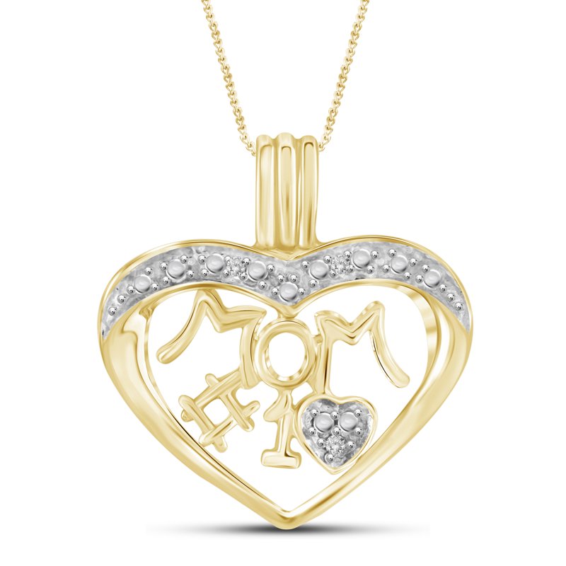 Mother's Day Jewelry Necklace for Women 14K Gold Plated with White Diamonds