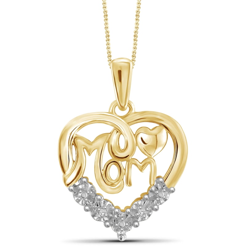 Gold Plated Mother Daughter Necklace with White Diamonds - Gift for Women
