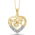 Gold Plated Mother Daughter Necklace with White Diamonds - Gift for Women