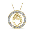 Sterling Silver Mom Necklace with White Diamonds and 14k Gold Over Silver – Mother Daughter Gift