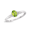 Peridot Gemstone Ring with White Diamond Accents - Sterling Silver Birthstone Jewelry for Women