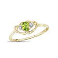 Peridot Birthstone Ring 14K Gold Plated Silver with White Diamond Accent, Hypoallergenic Jewelry for Women