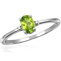 Peridot Birthstone Ring with White Diamond Accents - 0.50 Carat Sterling Silver Jewelry