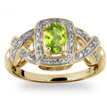 Peridot Birthstone Ring 0.50 Carat Gold Plated Silver with White Diamond Accent