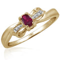 Genuine Ruby Birthstone Ring with White Diamond Accents - 14K Gold Plated Silver, Hypoallergenic Jewelry for Women
