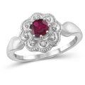 Sterling Silver Ruby Birthstone Ring with White Diamond Accents – Hypoallergenic Jewelry