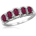 Genuine Ruby Birthstone Sterling Silver Ring - 1 Carat Oval Gemstone Jewelry