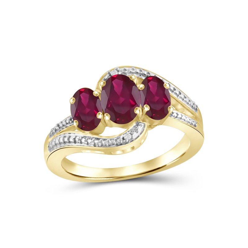 Genuine Ruby Ring 1.75 Carat Birthstone Jewelry with White Diamonds in Hypoallergenic Silver Band