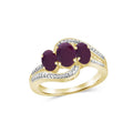 Genuine Ruby Birthstone Ring 1.75 Carat Silver & White Diamond Accent - Hypoallergenic Gold Plated